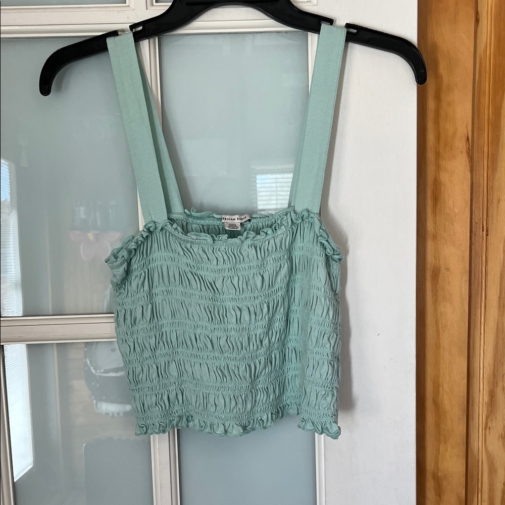 American Eagle By Payless Mint Green Smocked Crop Top